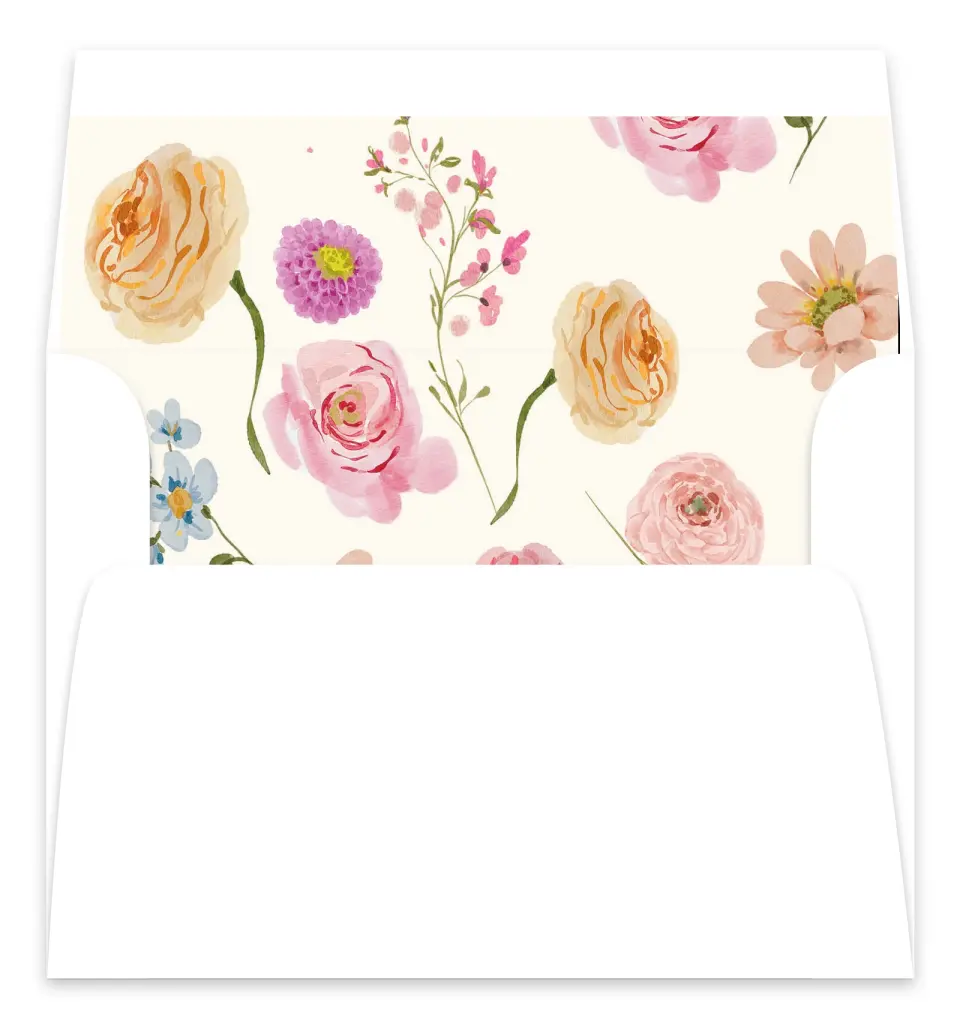 This is a Envelope Liners for 5 x 7 Card Bachelorette Party Accessorie called Colorful Blooms printed in full color