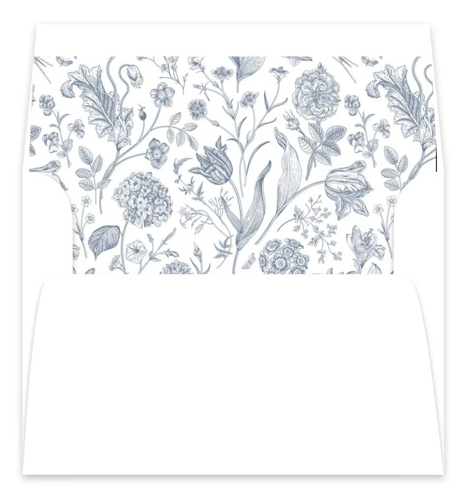 This is a Envelope Liners for 5 x 7 Card Bachelorette Party Accessorie called Blissful Blooms printed in full color