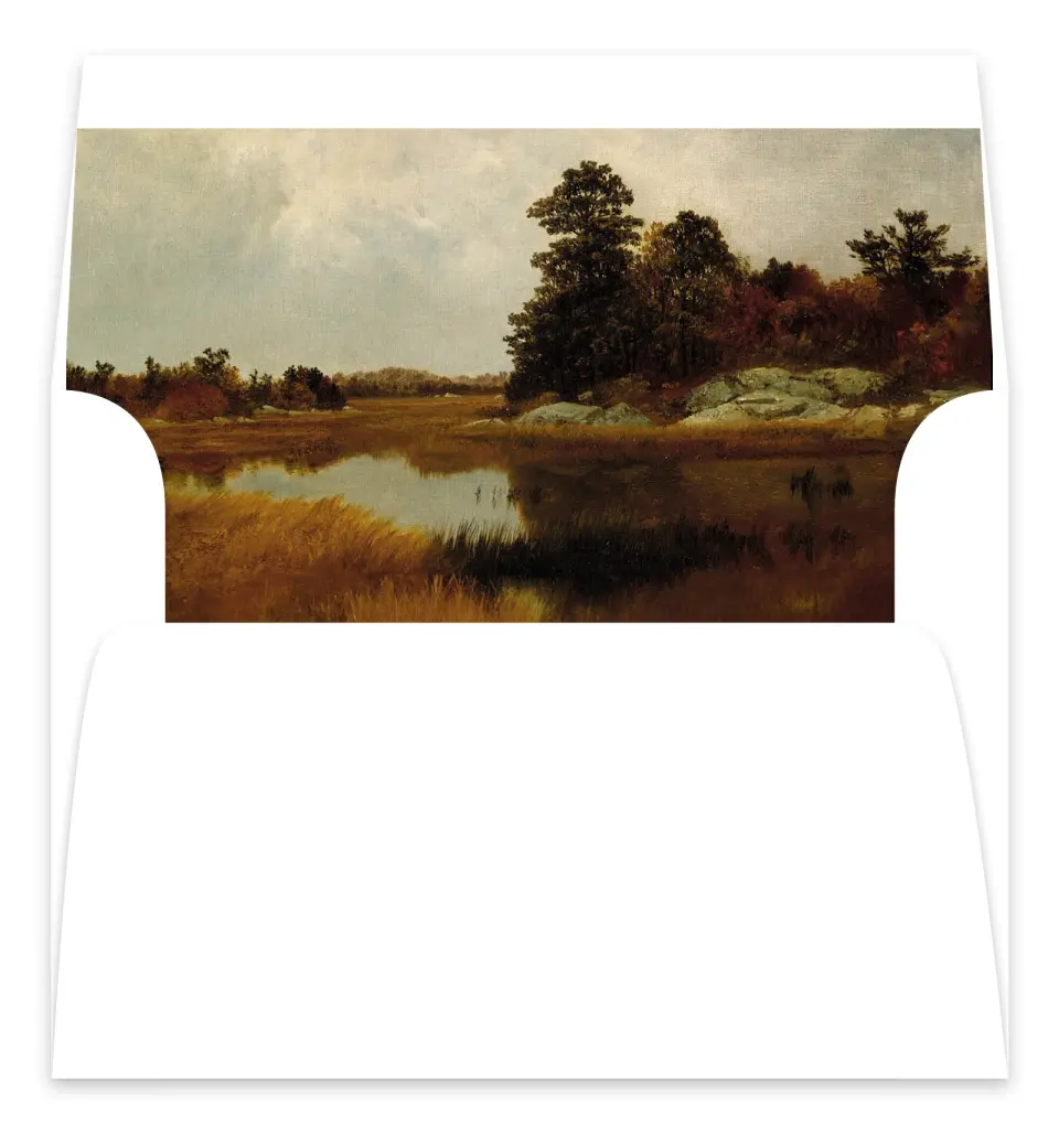 This is a  7.125" x 7" Envelope Liners (ELC) called Autumn Vow printed in full color