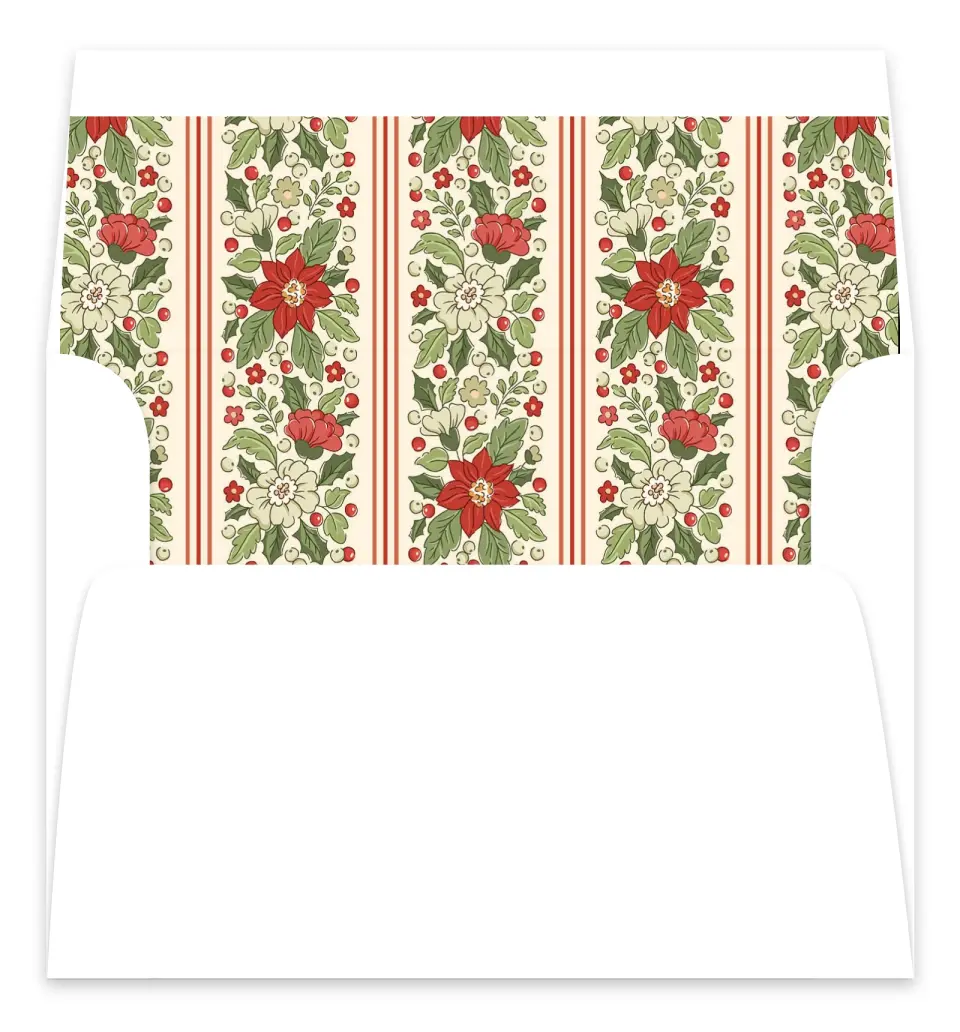 This is a Envelope Liners for 5 x 7 Card Envelope Liners for 5 x 7 Christmas Card called Floral Christmas printed in full color