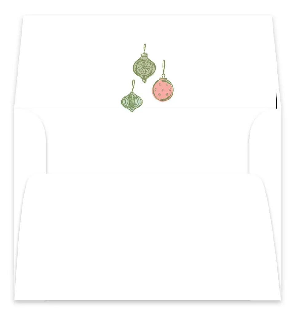 This is a Envelope Liners for 5 x 7 Card Envelope Liners for 5 x 7 Christmas Card called Baubled Boughs printed in full color