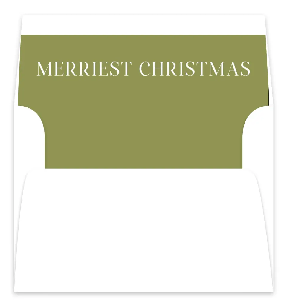 This is a Envelope Liners for 5 x 7 Card Envelope Liners for 5 x 7 Christmas Card called Our Merriest Christmas printed in full color