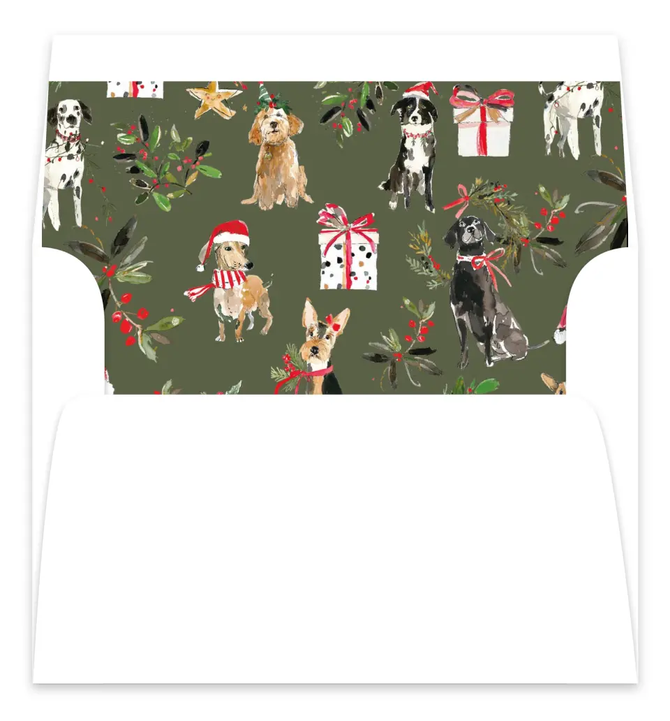 This is a Envelope Liners for 5 x 7 Card Envelope Liners for 5 x 7 Christmas Card called Woofing You Christmas printed in full color