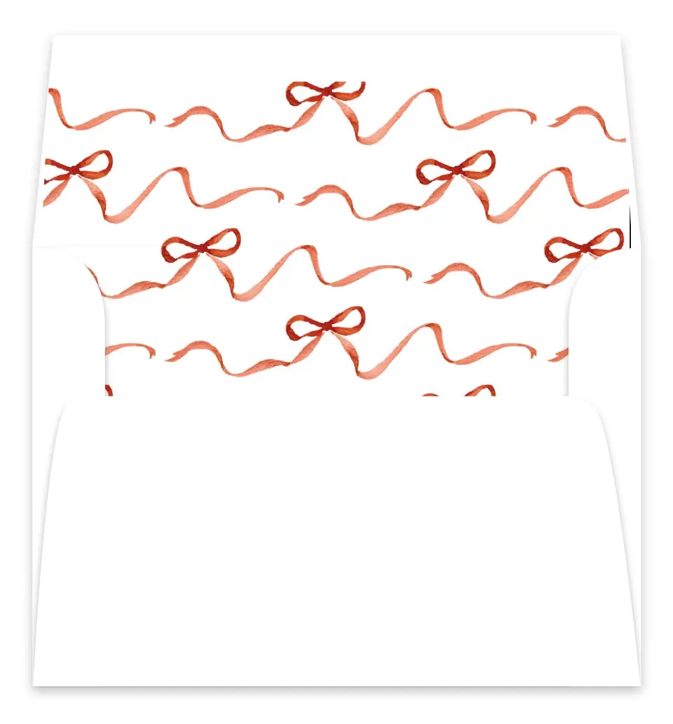 This is a Envelope Liners for 5 x 7 Card Envelope Liners for 5 x 7 Christmas Card called Topped With a Bow printed in full color