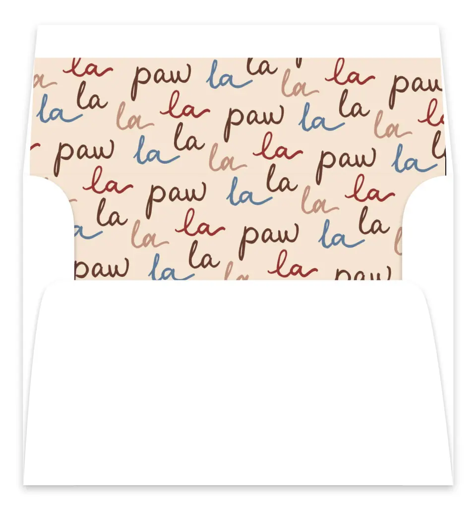 This is a Envelope Liners for 5 x 7 Card Envelope Liners for 5 x 7 Christmas Card called Paw La La La La printed in full color