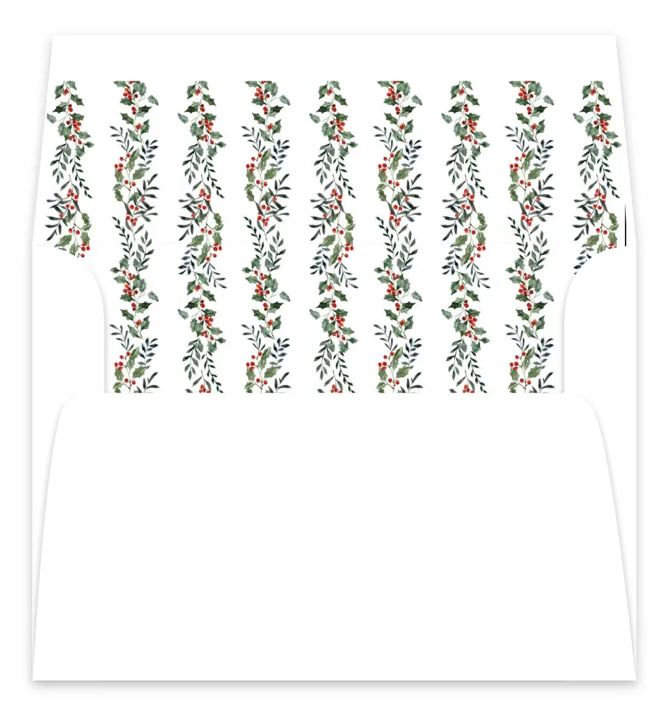 This is a Envelope Liners for 5 x 7 Card Envelope Liners for 5 x 7 Christmas Card called More Merriment printed in full color