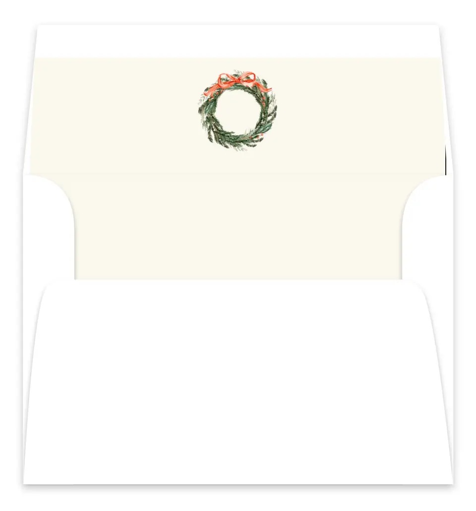 This is a Envelope Liners for 5 x 7 Card Envelope Liners for 5 x 7 Christmas Card called Merry Wreath printed in full color