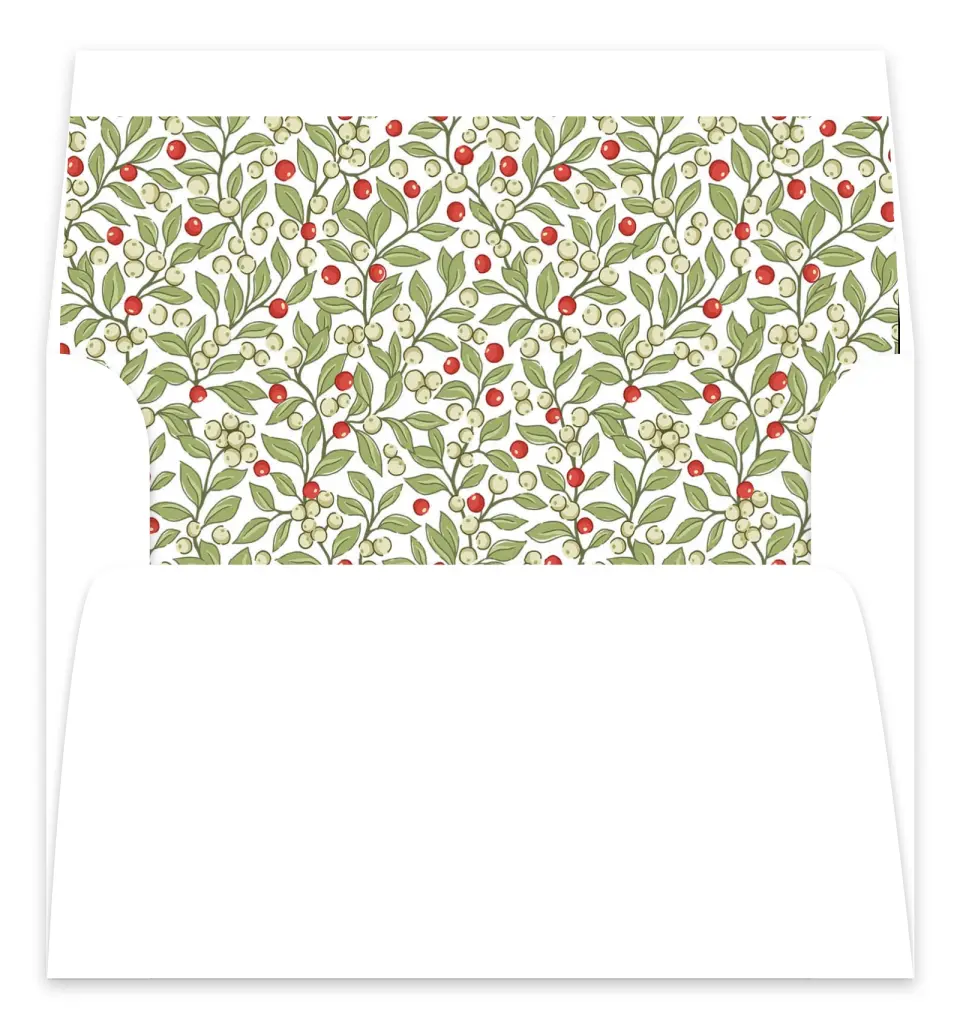 This is a Envelope Liners for 5 x 7 Card Envelope Liners for 5 x 7 Christmas Card called Holiday Holly printed in full color