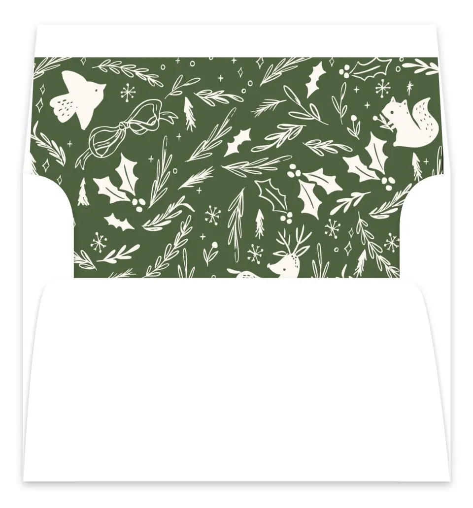 This is a Envelope Liners for 5 x 7 Card Envelope Liners for 5 x 7 Christmas Card called Woodland Wonder printed in full color