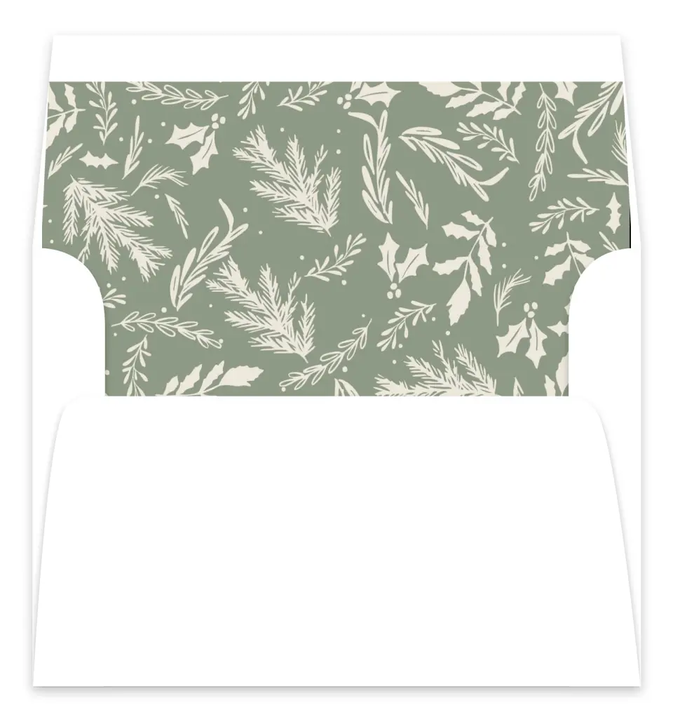 This is a Envelope Liners for 5 x 7 Card Envelope Liners for 5 x 7 Christmas Card called Bountiful Branches printed in full color