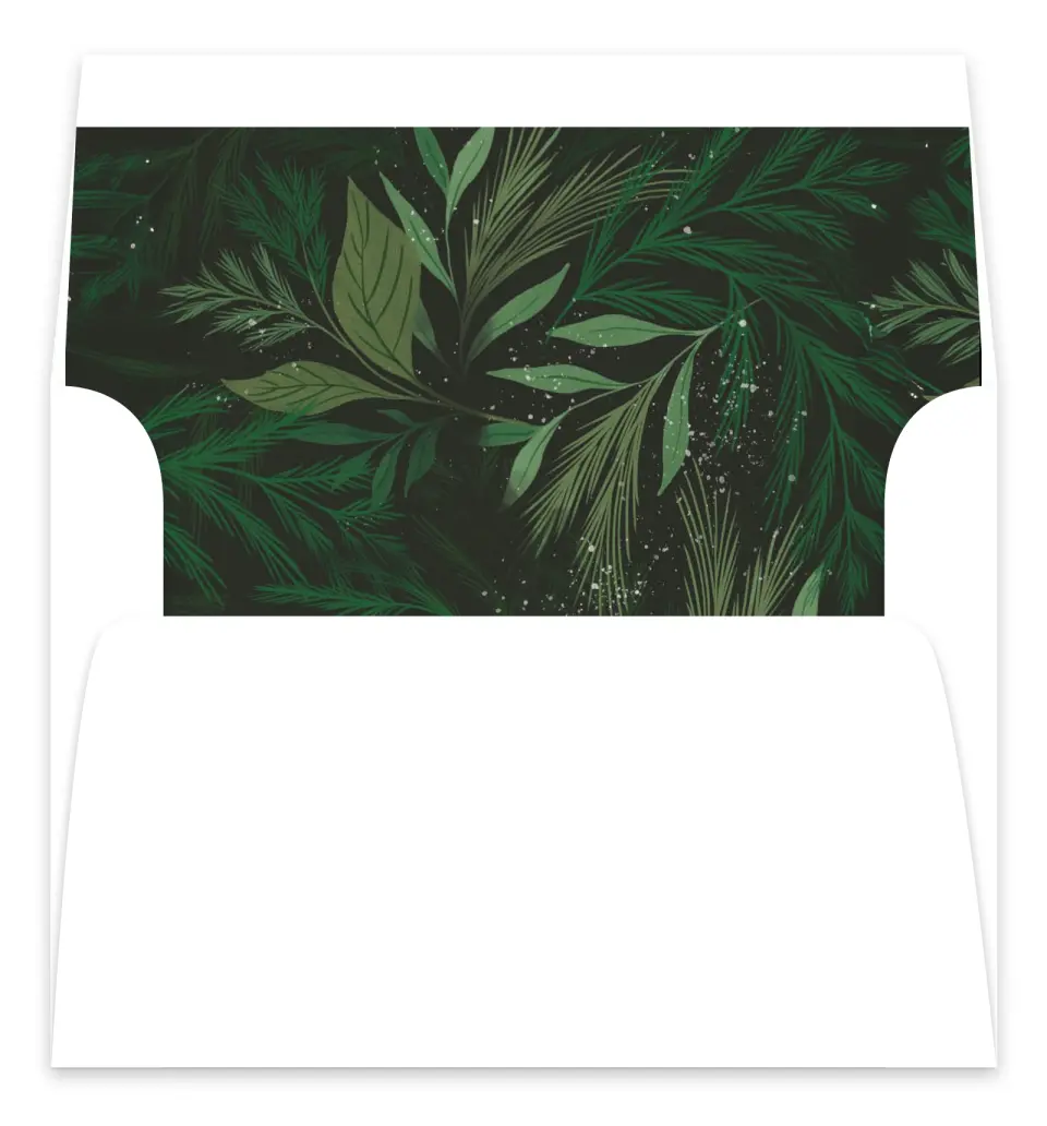 This is a Envelope Liners for 5 x 7 Card Envelope Liners for 5 x 7 Christmas Card called Festive Greenery printed in full color