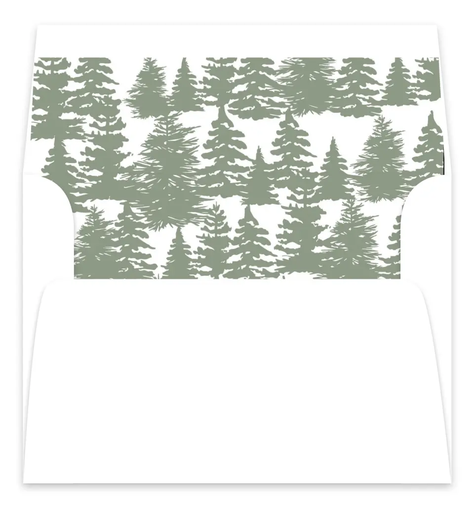 This is a Envelope Liners for 5 x 7 Card Envelope Liners for 5 x 7 Christmas Card called Joyful Pines printed in full color