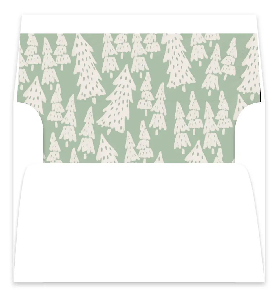 This is a Envelope Liners for 5 x 7 Card Envelope Liners for 5 x 7 Christmas Card called Playful Pines printed in full color