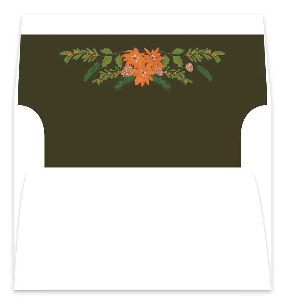 This is a Envelope Liners for 5 x 7 Card Envelope Liners for 5 x 7 Christmas Card called Festive Forest printed in full color