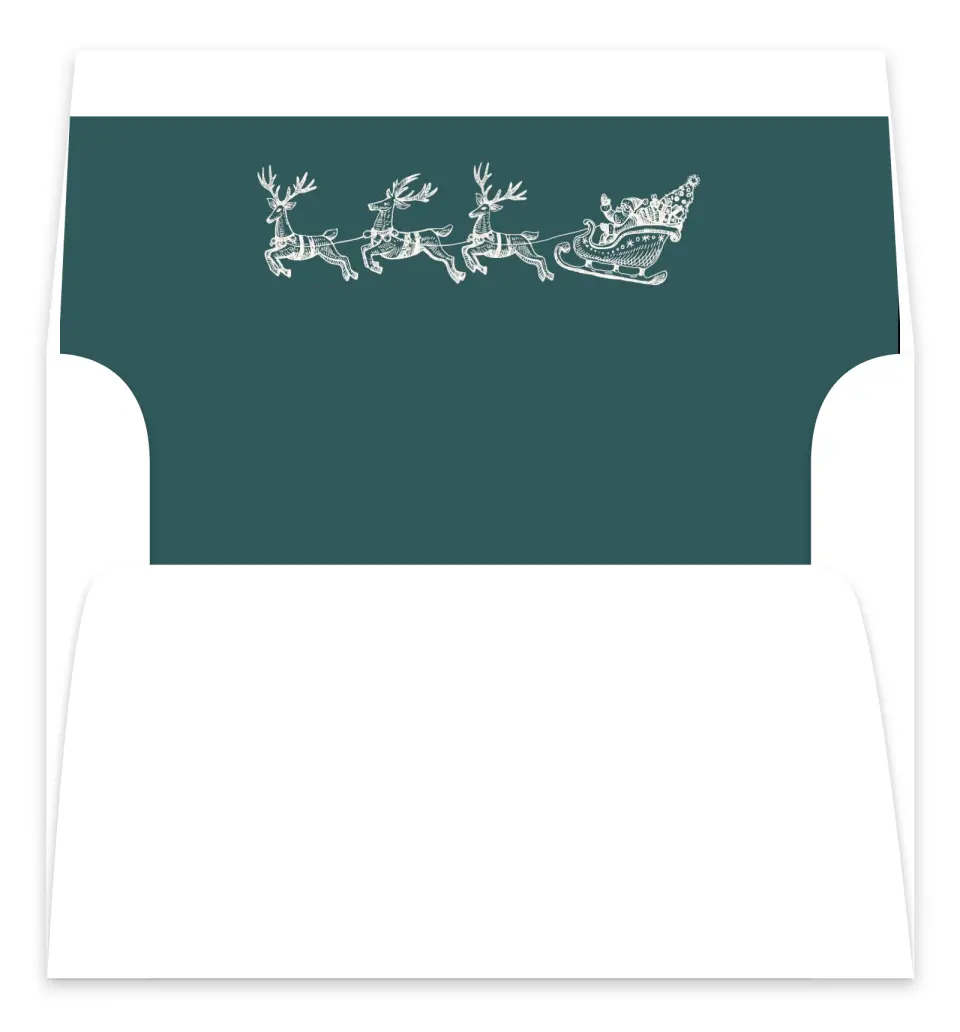 This is a Envelope Liners for 5 x 7 Card Envelope Liners for 5 x 7 Christmas Card called Santa's New Stop printed in full color