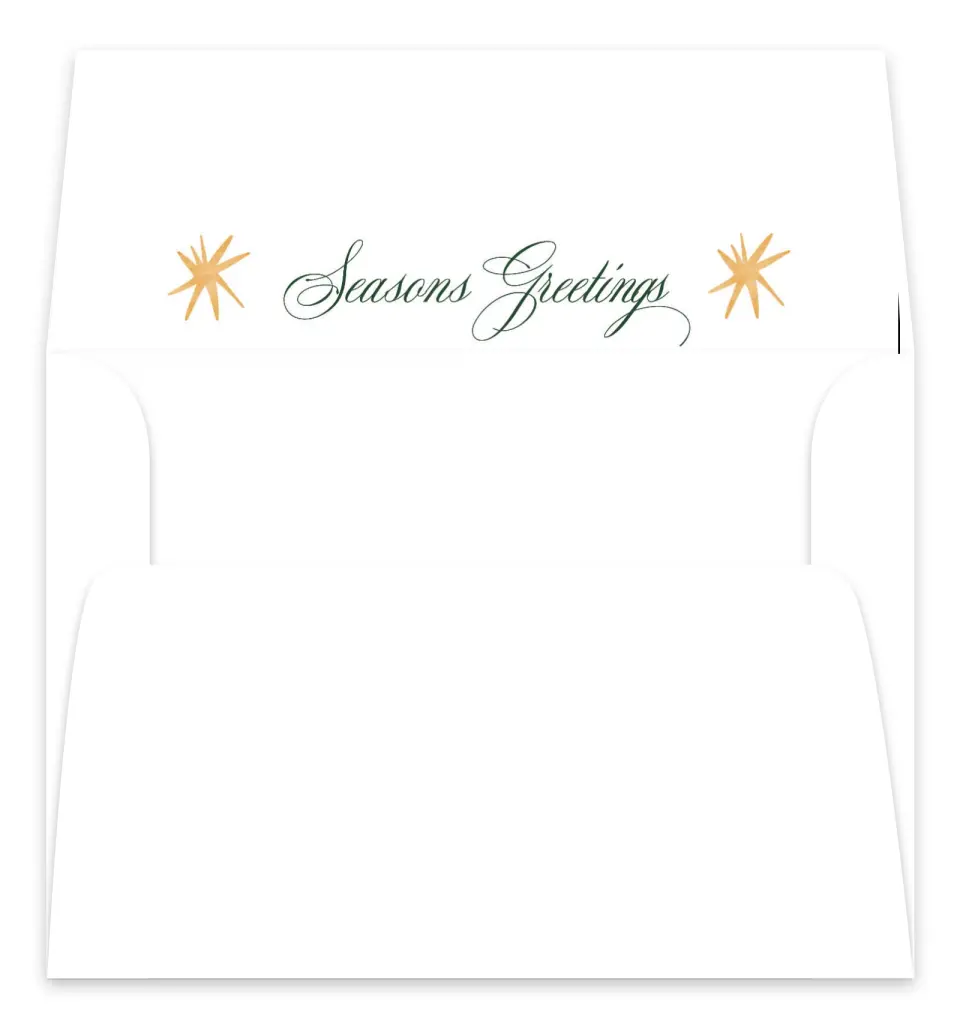 This is a Envelope Liners for 5 x 7 Card Envelope Liners for 5 x 7 Christmas Card called Seasons Greetings printed in full color