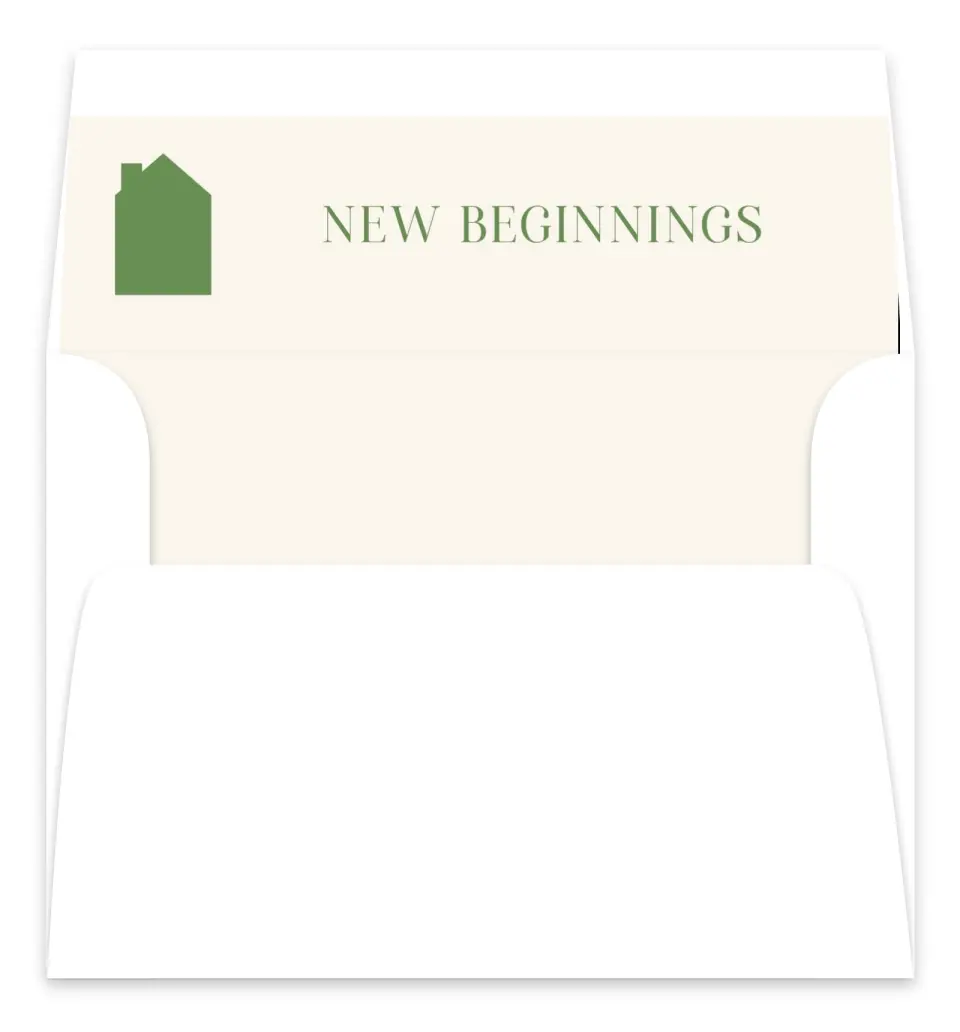 This is a Envelope Liners for 5 x 7 Card Envelope Liners for 5 x 7 Christmas Card called Happy New Home printed in full color