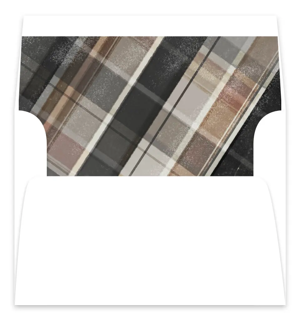 This is a Envelope Liners for 5 x 7 Card Envelope Liners for 5 x 7 Christmas Card called Cozy Plaid printed in full color