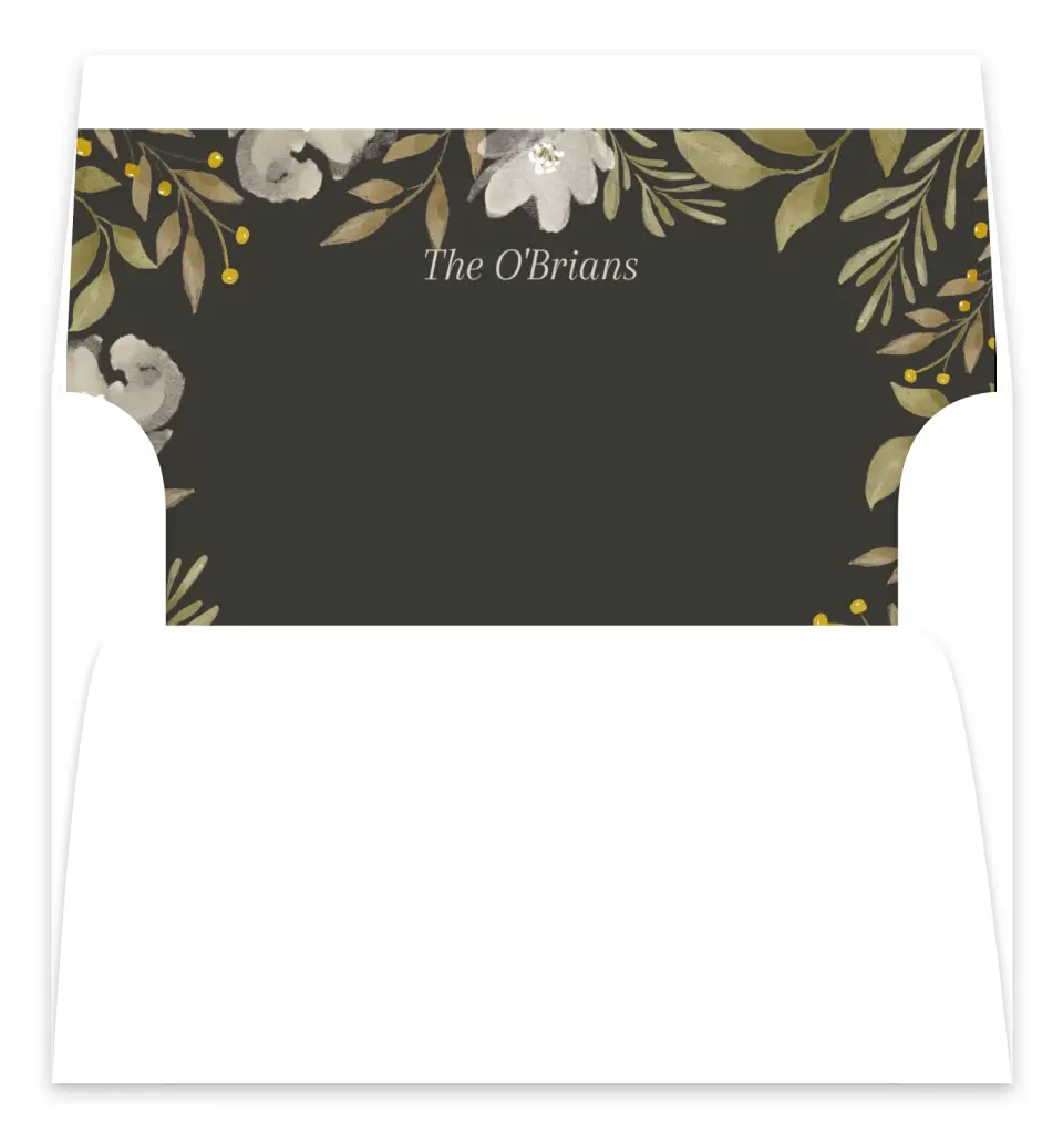 This is a Envelope Liners for 5 x 7 Card Envelope Liners for 5 x 7 Christmas Card called Frosted Blooms printed in full color