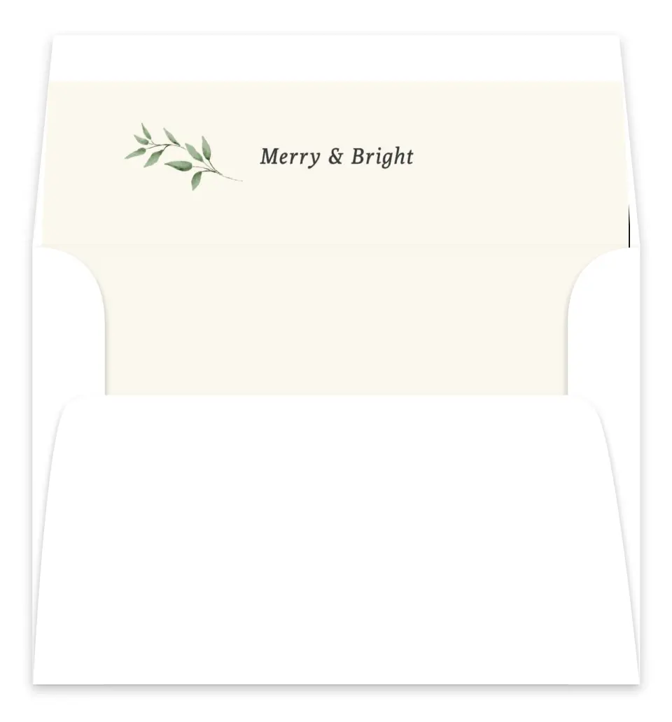 This is a Envelope Liners for 5 x 7 Card Envelope Liners for 5 x 7 Christmas Card called Merry Botanicals printed in full color