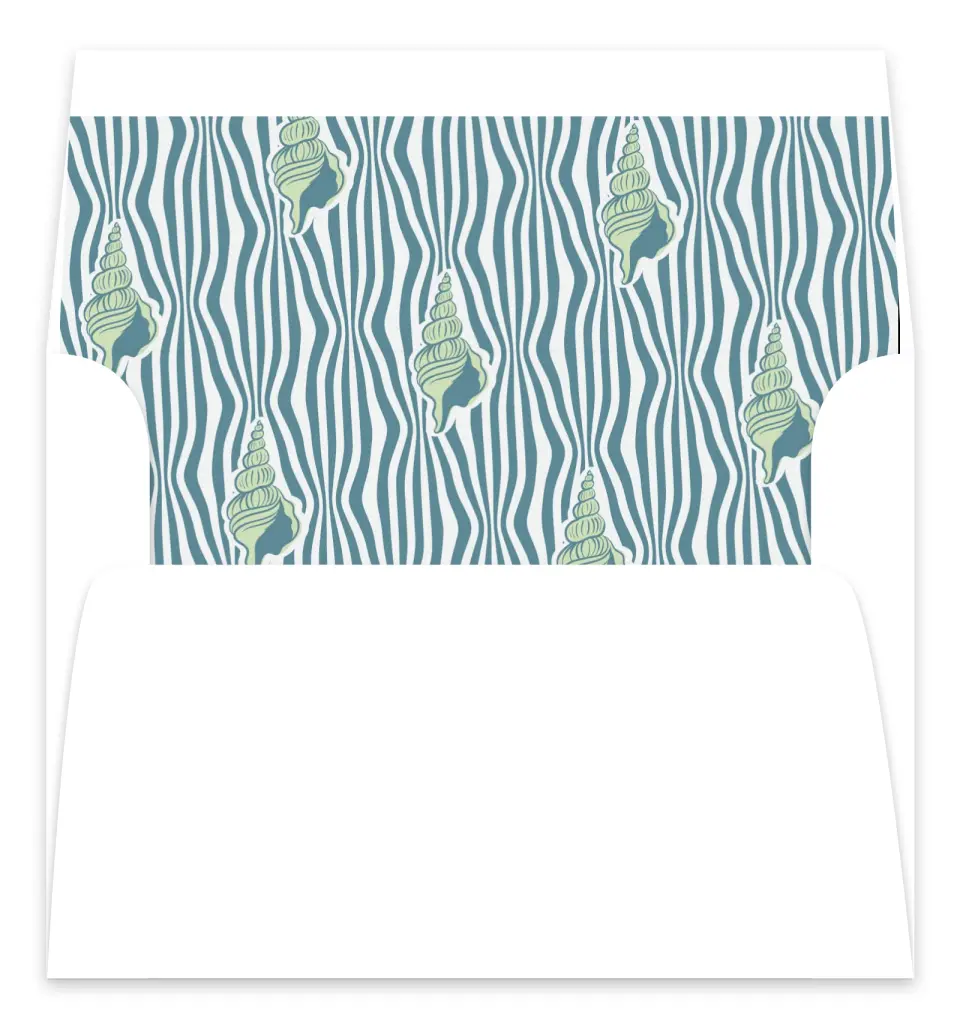 This is a  7.125" x 7" Envelope Liners (ELC) called I Hear Wedding Shells printed in full color
