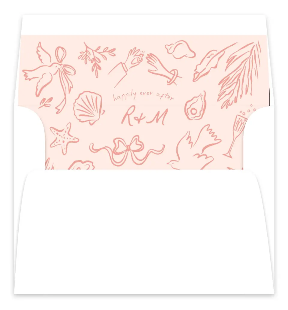 This is a  7.125" x 7" Envelope Liners (ELC) called Maritime Vows printed in full color
