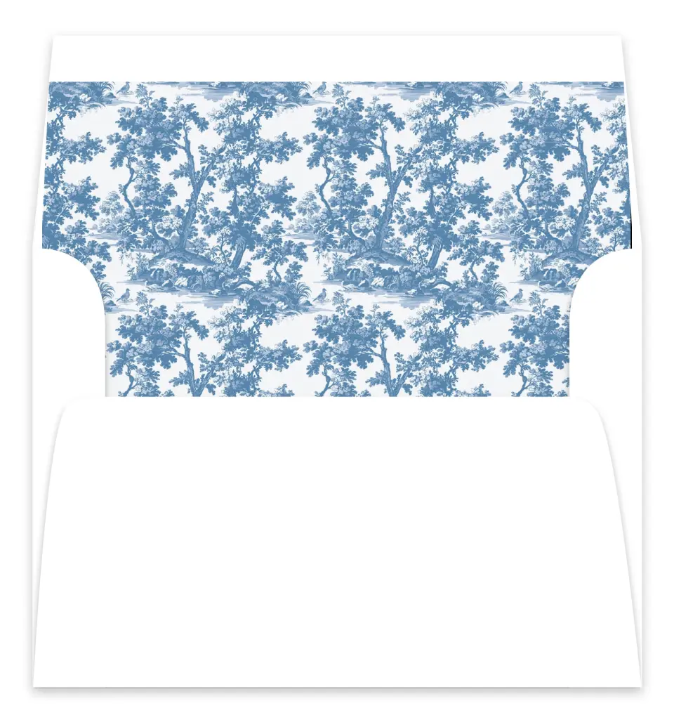 This is a  7.125" x 7" Envelope Liners (ELC) called Blue Toile Romance printed in full color