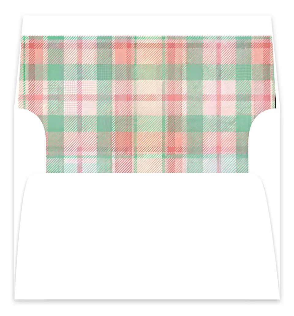 This is a Envelope Liners for 5 x 7 Card Envelope Liners for 5 x 7 Christmas Card called Bright Plaid printed in full color