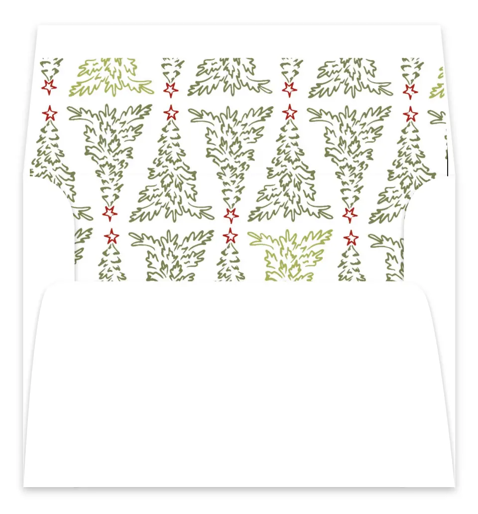 This is a Envelope Liners for 5 x 7 Card Envelope Liners for 5 x 7 Christmas Card called Glimmering Pines printed in full color