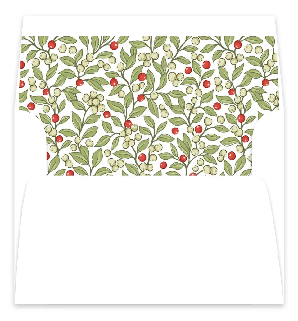 This is a Envelope Liners for 5 x 7 Card Envelope Liners for 5 x 7 Christmas Card called Berry Whimsical printed in full color