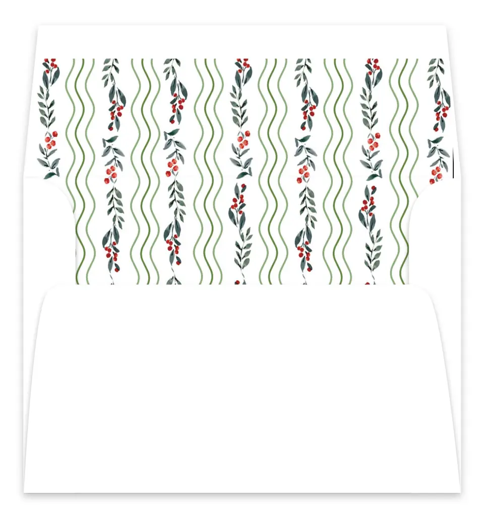 This is a Envelope Liners for 5 x 7 Card Envelope Liners for 5 x 7 Christmas Card called Merry Garland printed in full color
