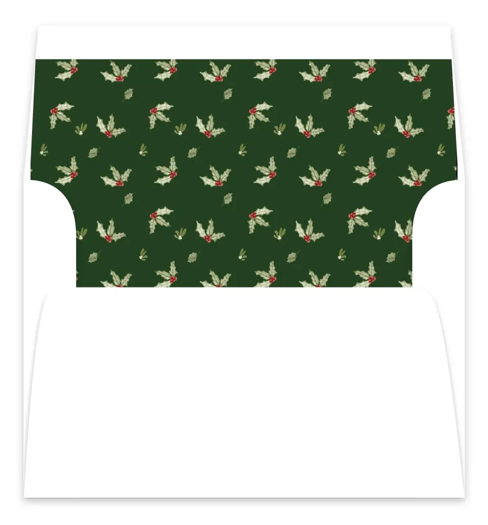 This is a Envelope Liners for 5 x 7 Card Envelope Liners for 5 x 7 Christmas Card called Holly Wish printed in full color