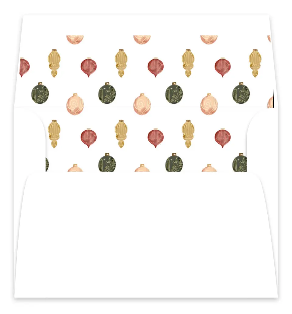 This is a Envelope Liners for 5 x 7 Card Envelope Liners for 5 x 7 Christmas Card called Holiday Baubles printed in full color