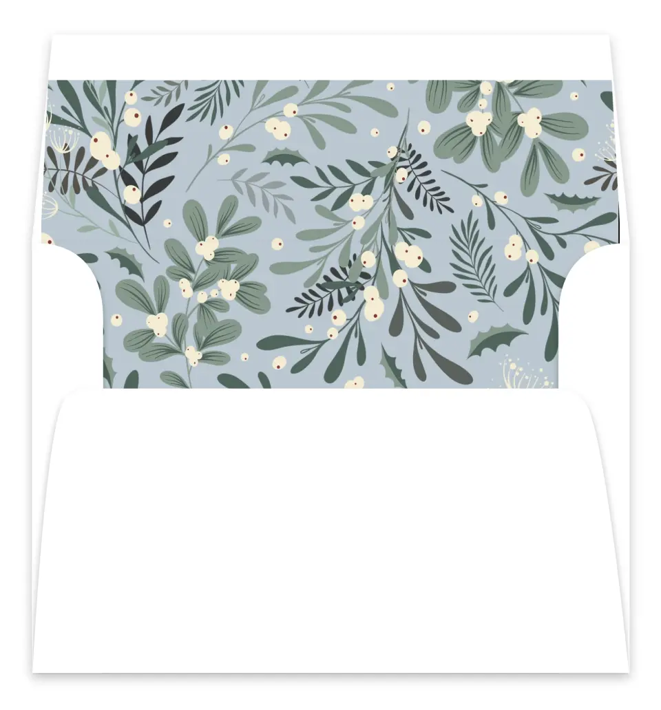 This is a Envelope Liners for 5 x 7 Card Envelope Liners for 5 x 7 Christmas Card called Festive Boughs printed in full color