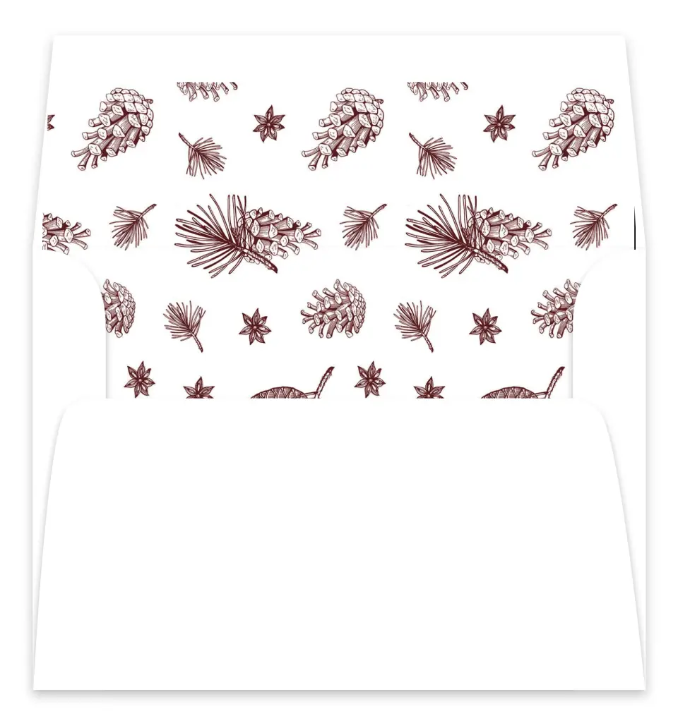 This is a Envelope Liners for 5 x 7 Card Envelope Liners for 5 x 7 Christmas Card called Pinecone Path printed in full color