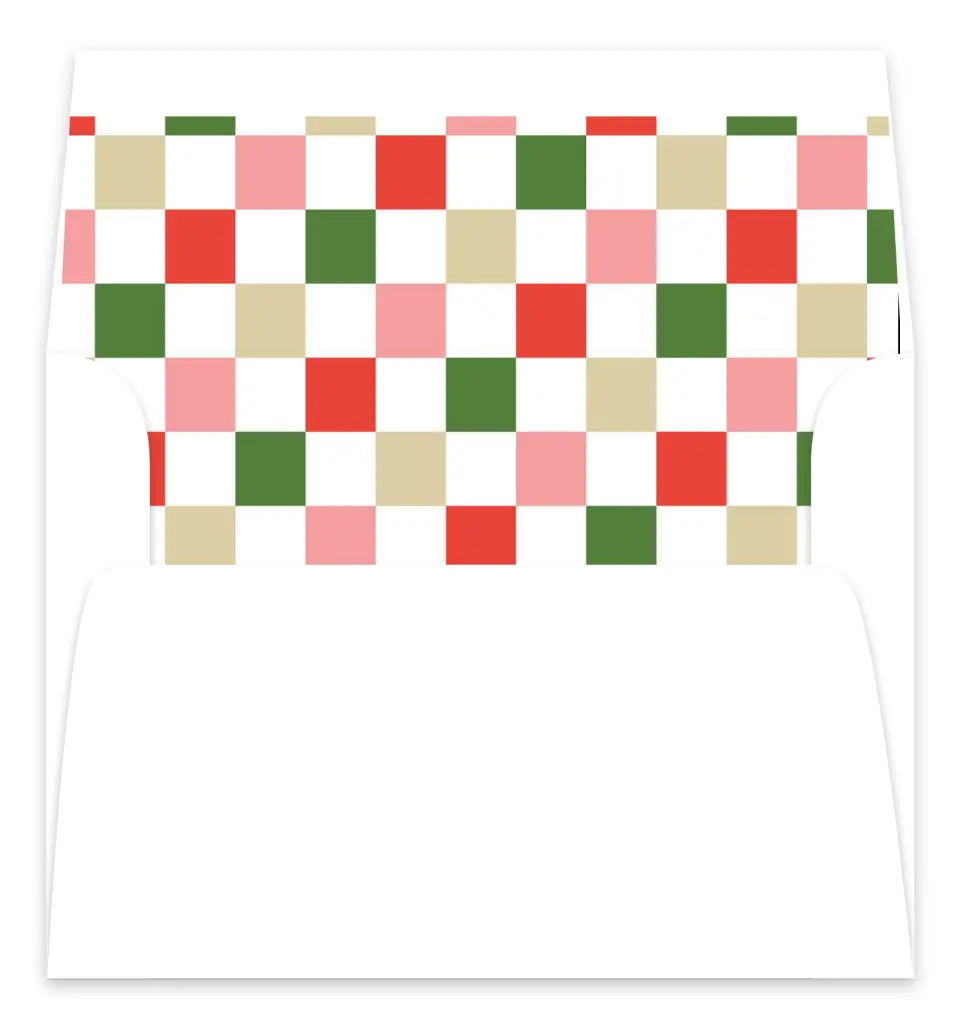This is a Envelope Liners for 5 x 7 Card Envelope Liners for 5 x 7 Christmas Card called Merry Check printed in full color