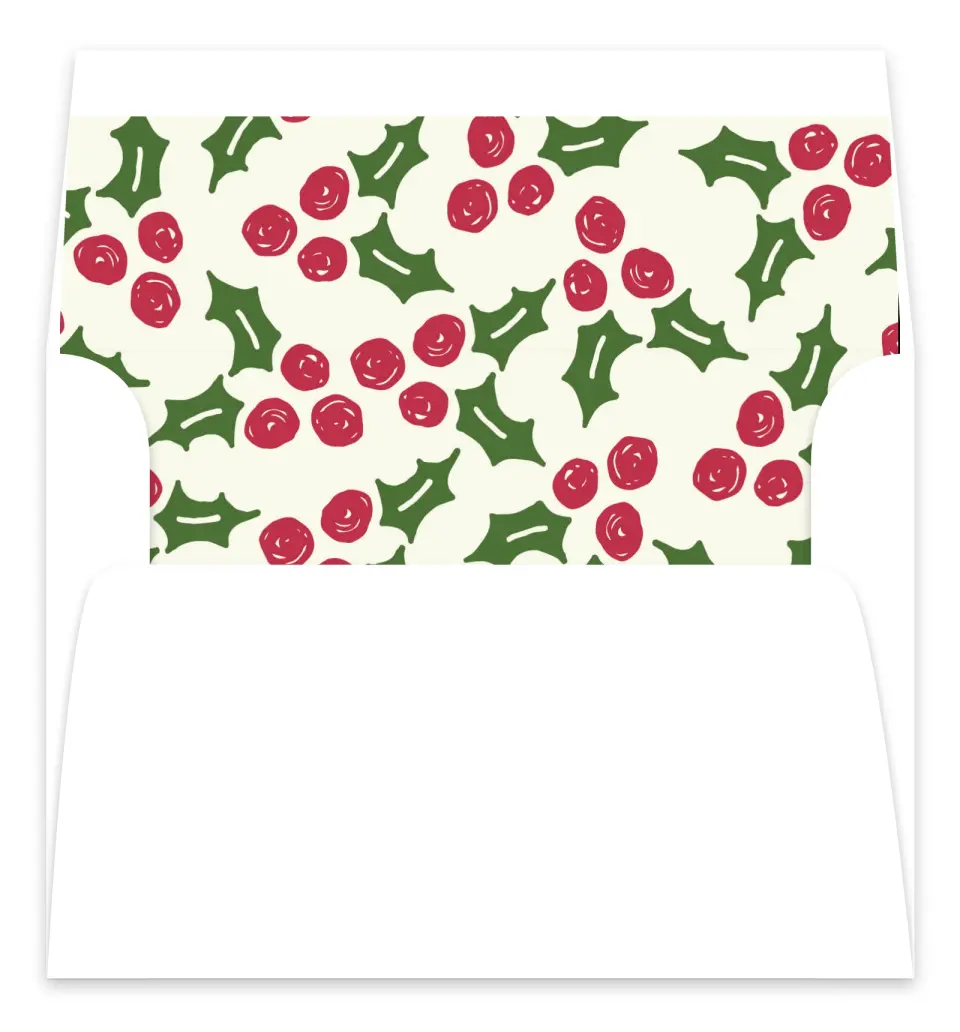 This is a Envelope Liners for 5 x 7 Card Envelope Liners for 5 x 7 Christmas Card called Berry Bliss printed in full color