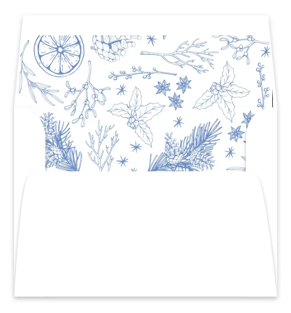 This is a Envelope Liners for 5 x 7 Card Envelope Liners for 5 x 7 Christmas Card called Pine Cone Charm printed in full color