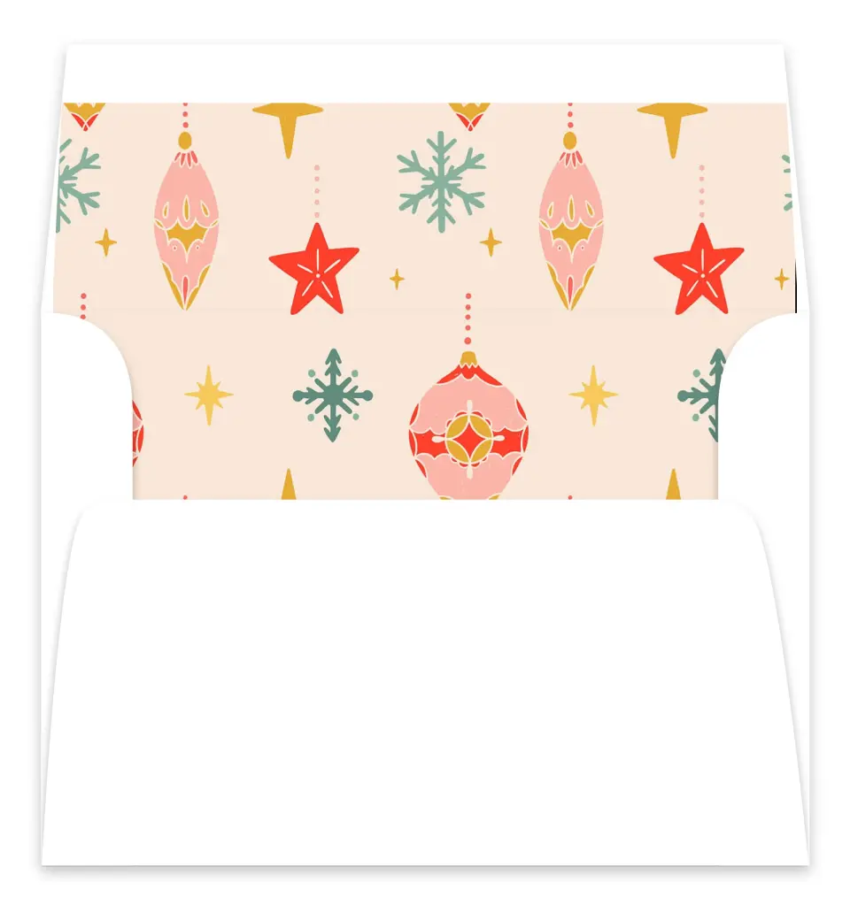 This is a Envelope Liners for 5 x 7 Card Envelope Liners for 5 x 7 Christmas Card called Ornament Dreams printed in full color