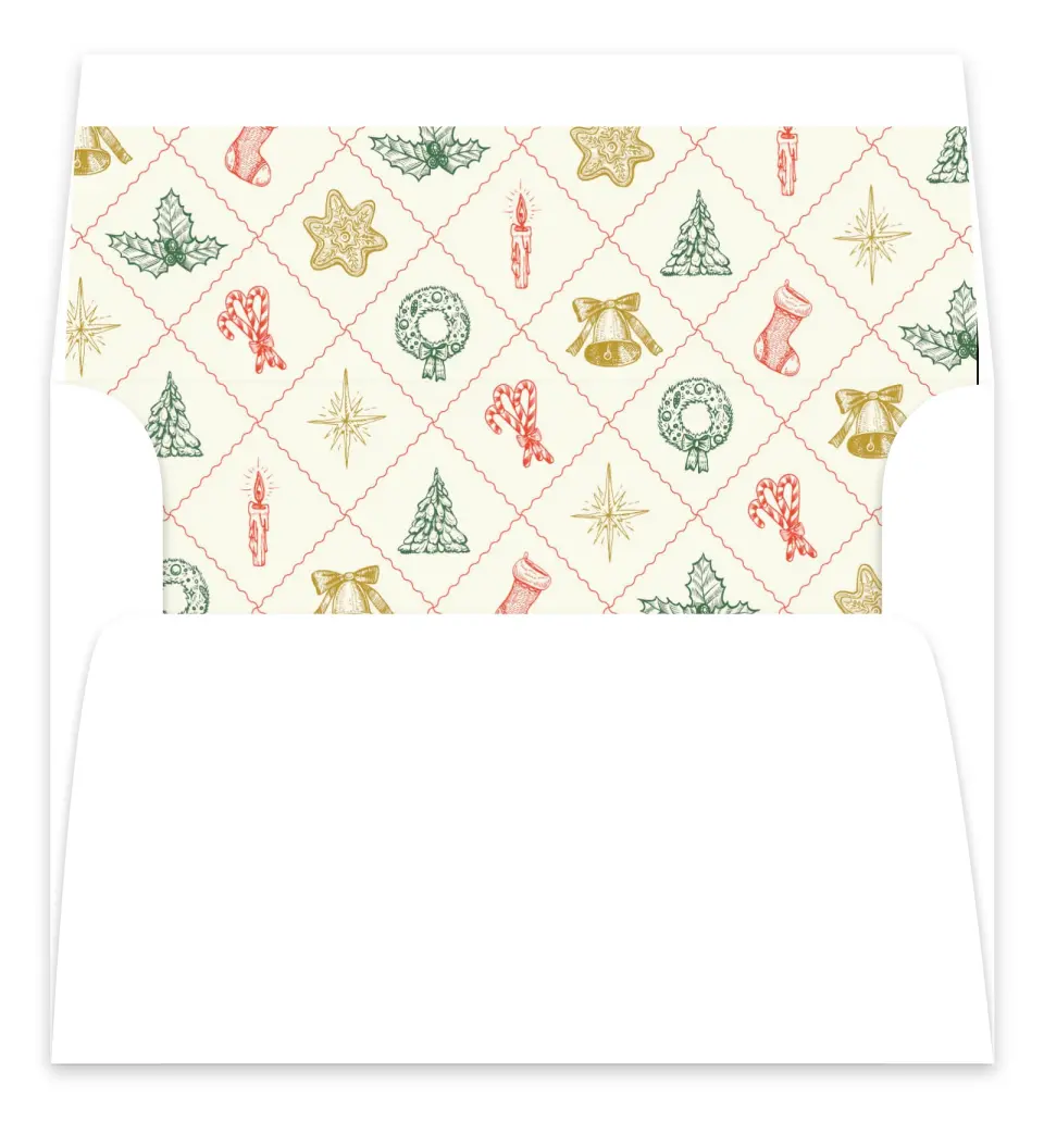 This is a Envelope Liners for 5 x 7 Card Envelope Liners for 5 x 7 Christmas Card called Jolly Wreath printed in full color