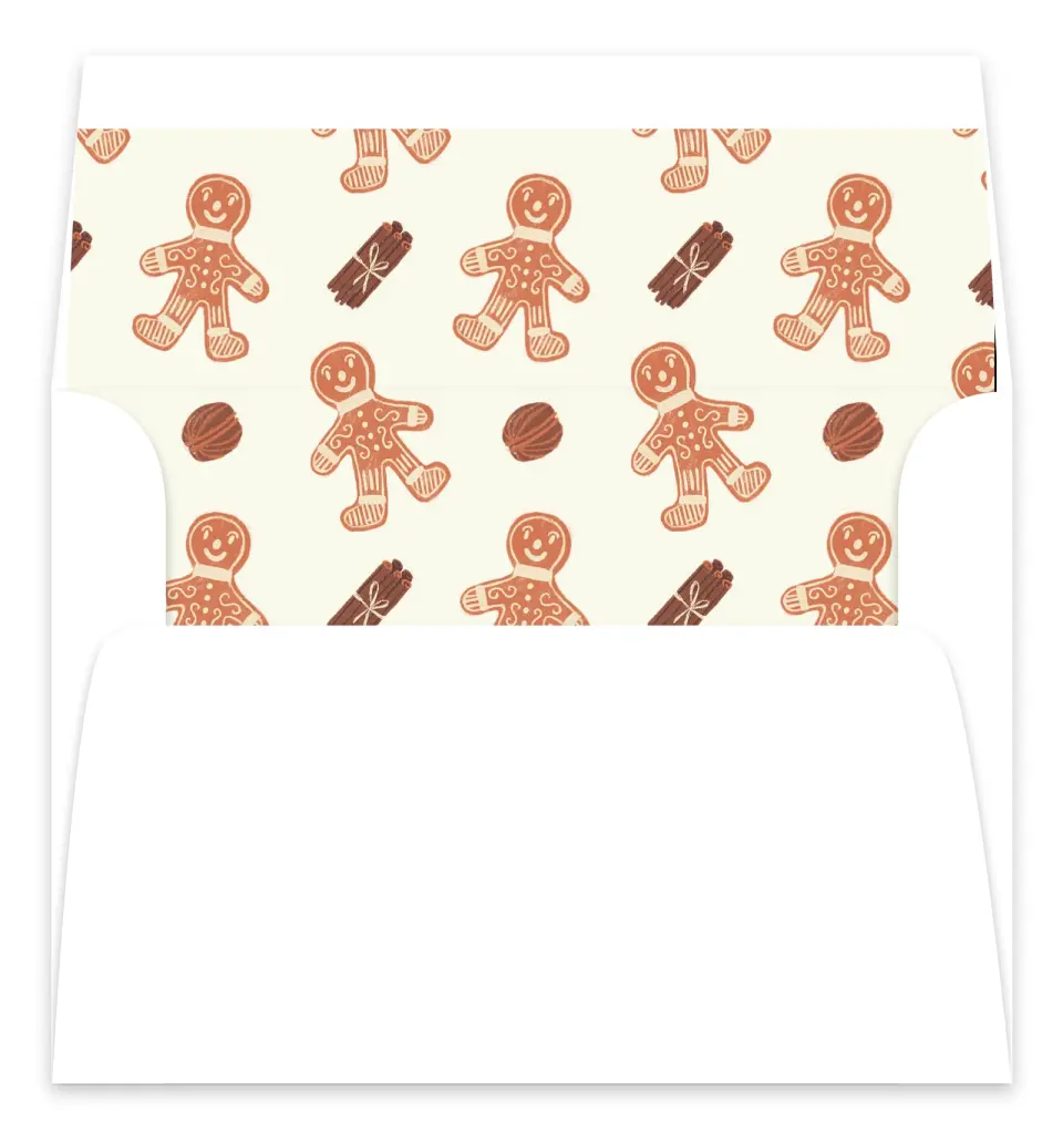 This is a Envelope Liners for 5 x 7 Card Envelope Liners for 5 x 7 Christmas Card called Gingerbread Joy printed in full color