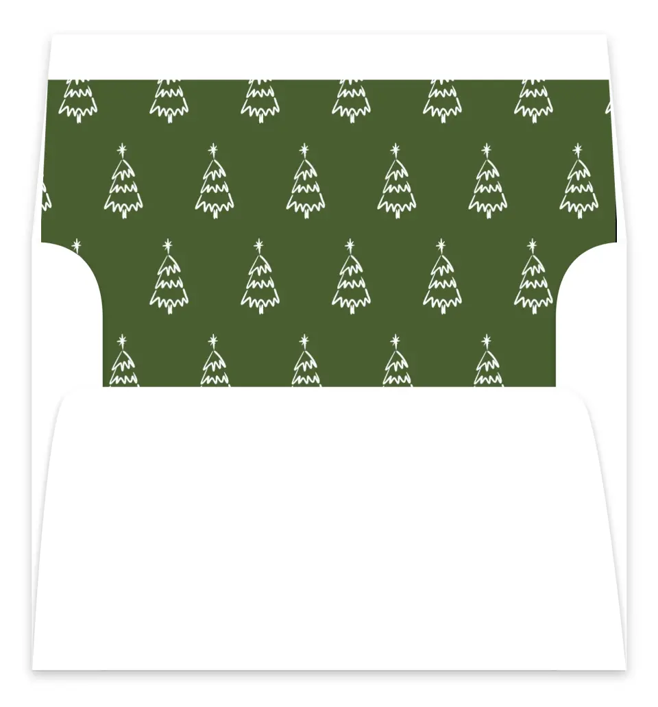 This is a Envelope Liners for 5 x 7 Card Envelope Liners for 5 x 7 Christmas Card called Tree Trimmings printed in full color