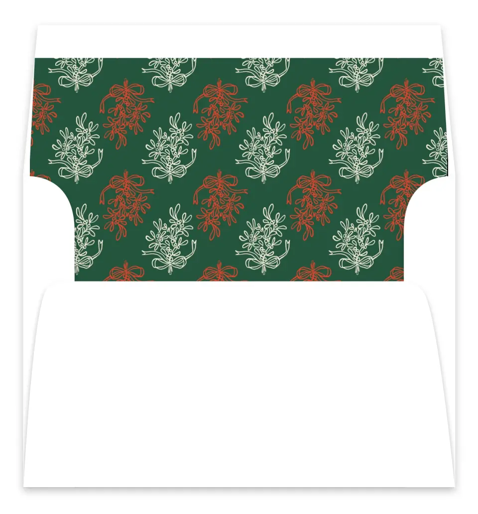This is a Envelope Liners for 5 x 7 Card Envelope Liners for 5 x 7 Christmas Card called Mistletoe Kiss printed in full color