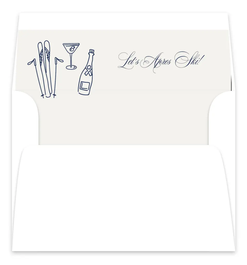 This is a Envelope Liners for 5 x 7 Card Bachelorette Party Accessorie called Aprés Ski printed in full color
