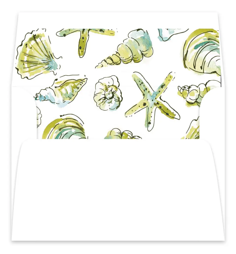This is a  7.125" x 7" Envelope Liners (ELC) called Whimsical Shells printed in full color