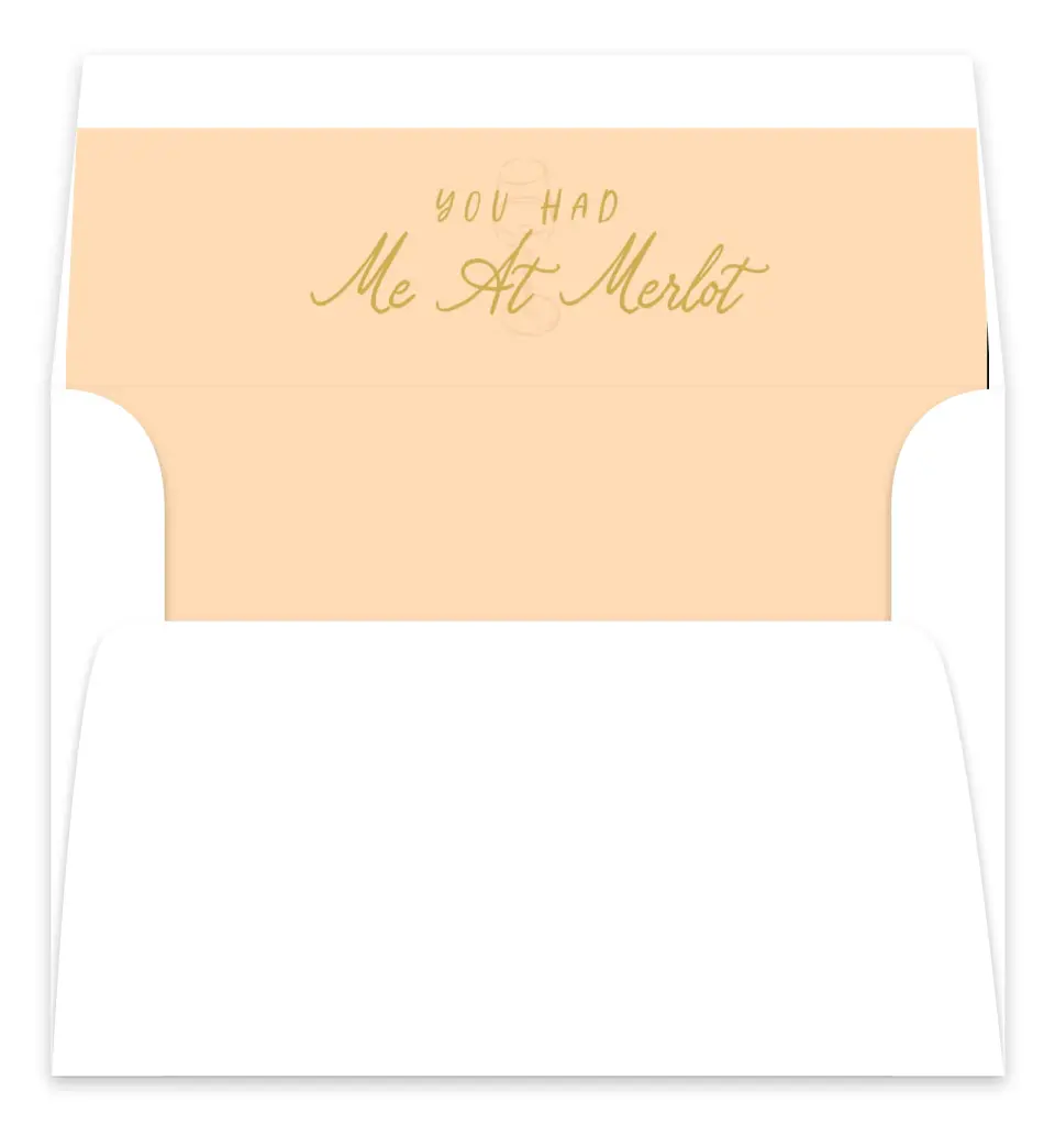 This is a Envelope Liners for 5 x 7 Card Bachelorette Party Accessorie called The Perfect Pairing printed in full color