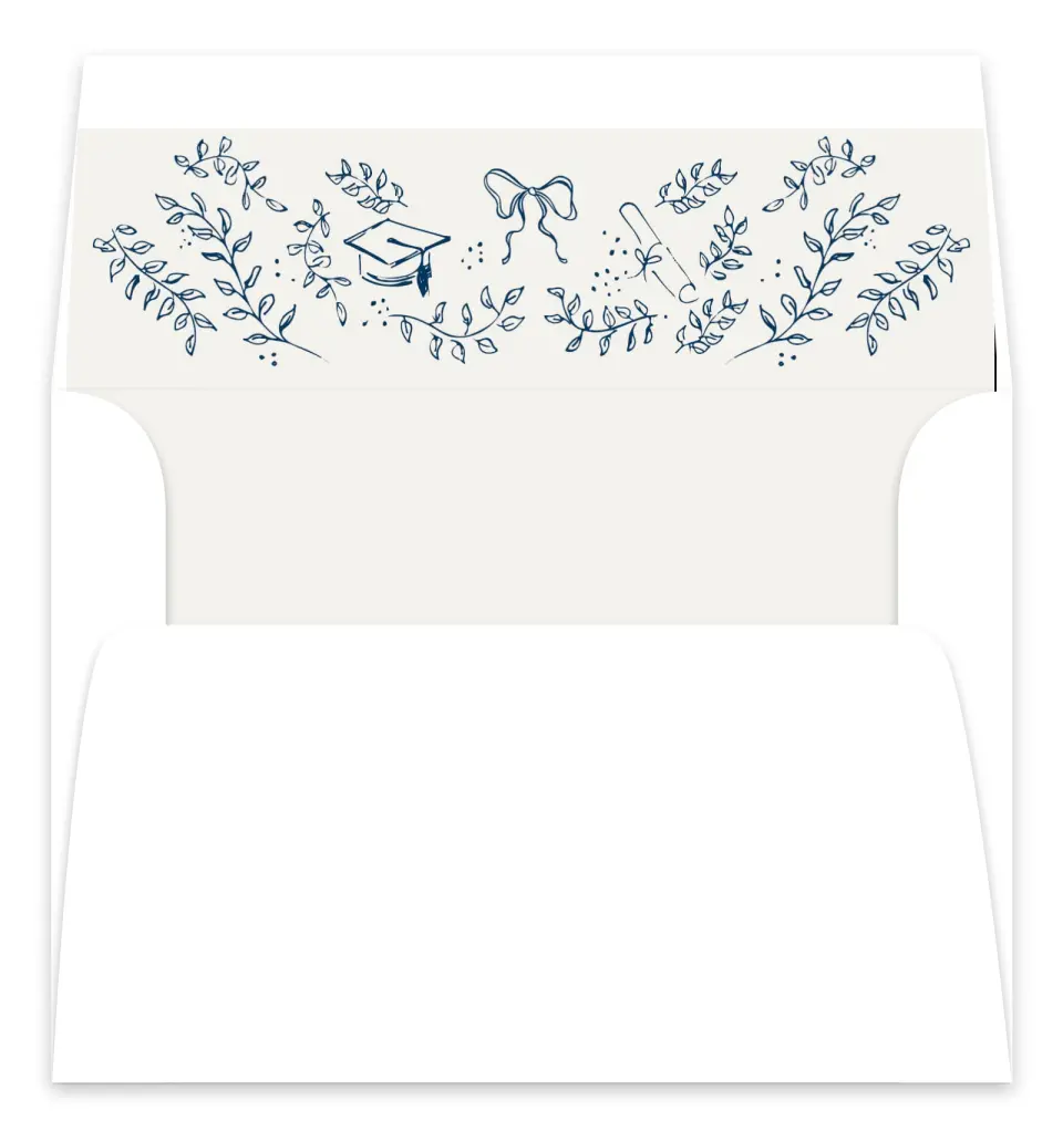 This is a  7.125" x 7" Envelope Liners (ELC) called Whimsical Grad printed in full color