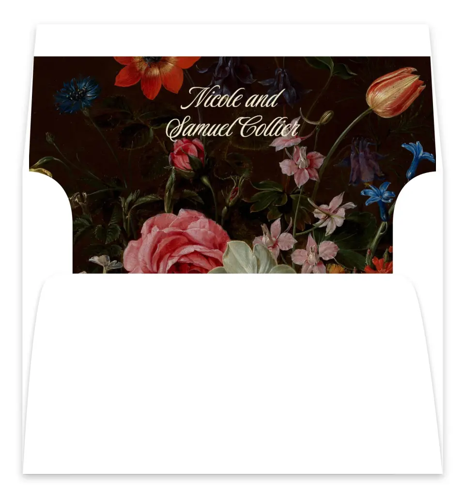 This is a  7.125" x 7" Envelope Liners (ELC) called Bloom & Crest printed in full color