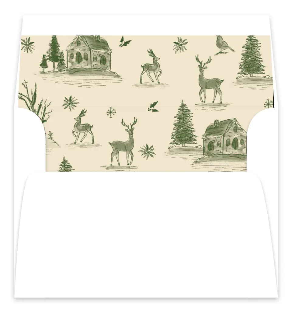 This is a Envelope Liners for 5 x 7 Card Envelope Liners for 5 x 7 Christmas Card called Countryside Toile printed in full color