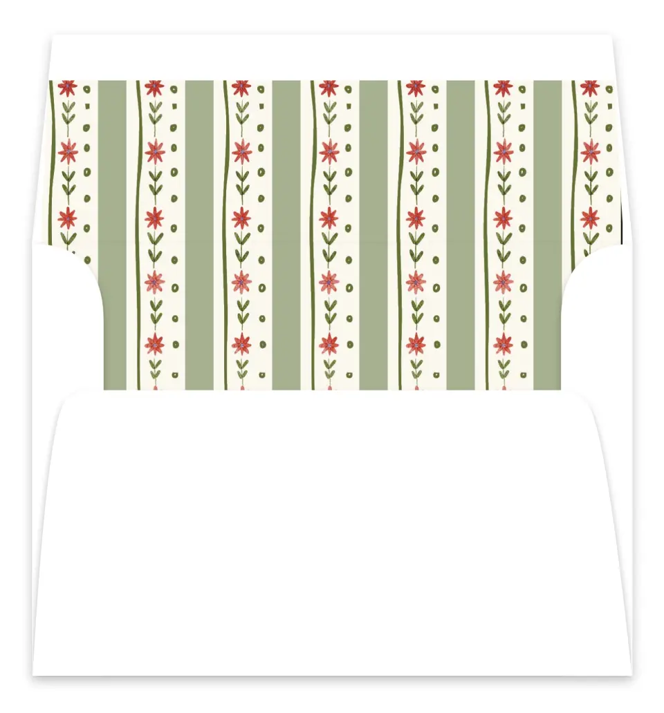 This is a Envelope Liners for 5 x 7 Card Envelope Liners for 5 x 7 Christmas Card called Folksy Floral printed in full color